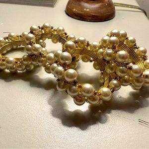 Beautiful Vintage Faux Pearl Beaded Napkin Rings Set of 4